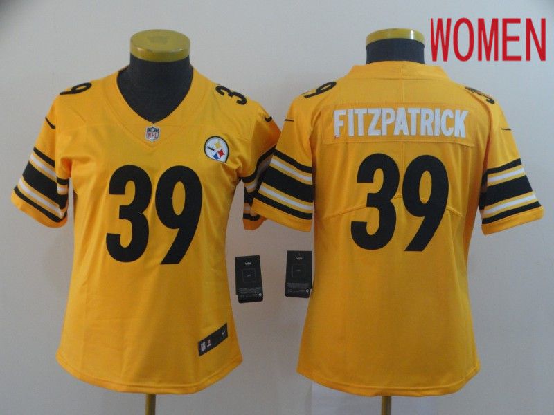 Women Pittsburgh Steelers #39 Fitzpatrick Yellow Nike Vapor Untouchable Limited NFL Jersey